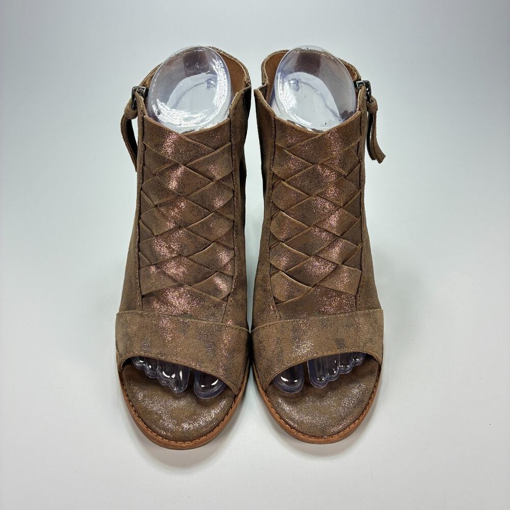 Sofft Brown Metallic Woven Peep Toe Block Heel Ankle Sandals Women's Size 6.5 M - Picture 5 of 8